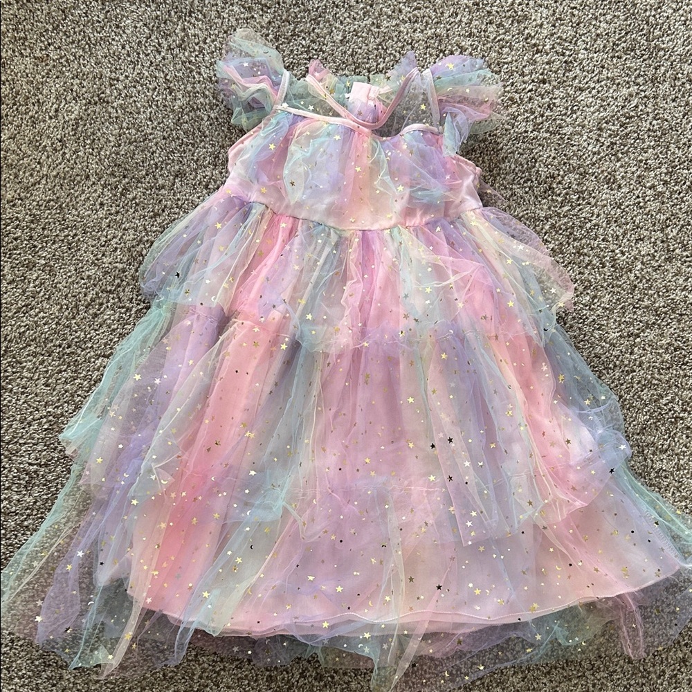 Pastel Rainbow Tulle Dress with stars - 7/8 girls